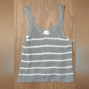 Blue Rain Green and White Striped Knit Tank Top M